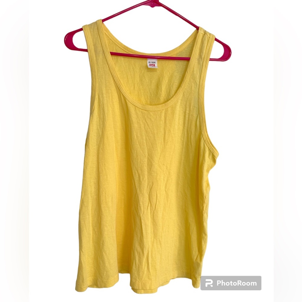 NWOT Re/Done Hanes yellow tank top size S